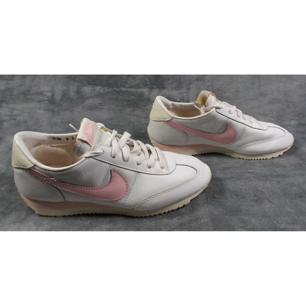Vintage Nike Shoes Womens Size 9 White Pink‎ Cortez Sneakers Leather Y2K